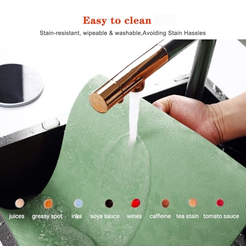 Green Vinyl Placemats Set of 6 Waterproof Wipeable Table Mats - color: Green