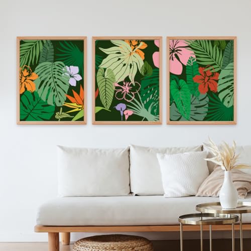 9Pcs Tropical Leaf and Flower Wall Stencil Templates 11.8 x 11.8 Inch Plastic Reusable Art Stencils for Painting on Walls Floors Fabric Furniture Glass DIY Home Decor - style: Tropical Leaf and Flower