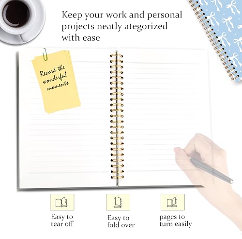 GDJIEGBC Blue Girly Coquette Bow Notebook 5.5x8.3in - color: Color-C