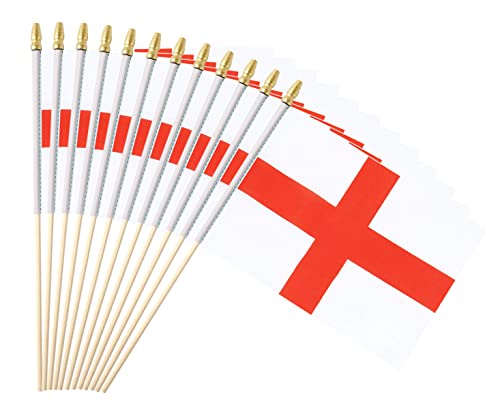 25Pack Small England Flag Handheld Mini English Flag on Stick 5x8 Inch - color: England