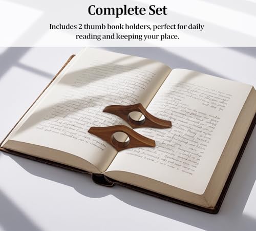 Thumb Book Page Holder, 2pcs Handmade Natural Walnut Thumb Bookmark, Book Opener Holder, Wood Page Clips, Smooth Finish Wood Reading Accessory, Perfect for Readers, Book Lovers, Bookworm (Walnut wood) - color: Walnut Wood