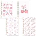 CNhoqc Pink Spiral Journal Notebook, 4Pcs A5 Watercolor Coquette Bow Cherry - color: 4-Pcs Pink Bow-A
