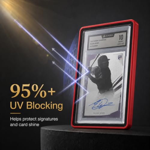 PSA Slab Case, Magnetic 9-Point Lock Display Protector, Red - color: Red
