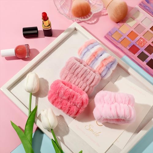 Chuangdi 4 Pairs Wrist Bands for Washing Face Microfiber,Vivid Colors - color: Vivid Colors