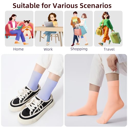 Corlap Women's Thin Above Ankle Socks-6Pairs Cotton Bootie Dress Crew Socks - color: 6 Pairs Fresh Color, size: 9-11