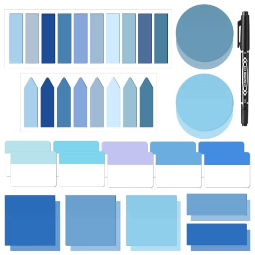 Glenmal Transparent Sticky Note Set, 910 Sheets,Blue - color: Blue