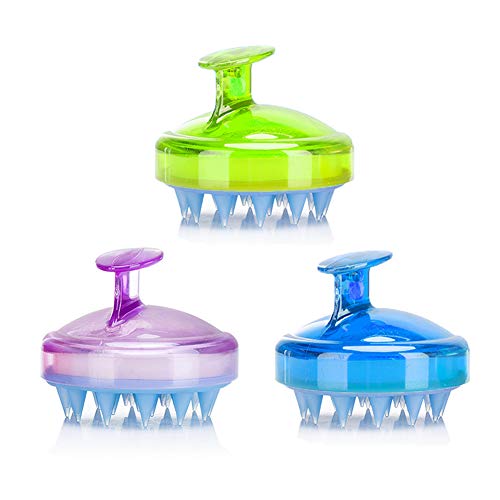 INVODA 3PCS Scalp Massager Shampoo Brush Soft Silicone Bristles for Dandruff Removal & Hair Growth, Waterproof Wet/Dry Use, Men, Women & Pets - color: Green+blue+purple 3pcs