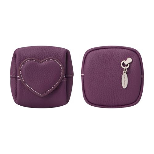 Royal Bagger Genuine Cowhide Leather Coin Purse for Women, Lychee Pattern Mini Change Pouch with Buckle Closure, Compact Accessory Bag 1603 (Deep Purple 1604) - color: Deep Purple 1604