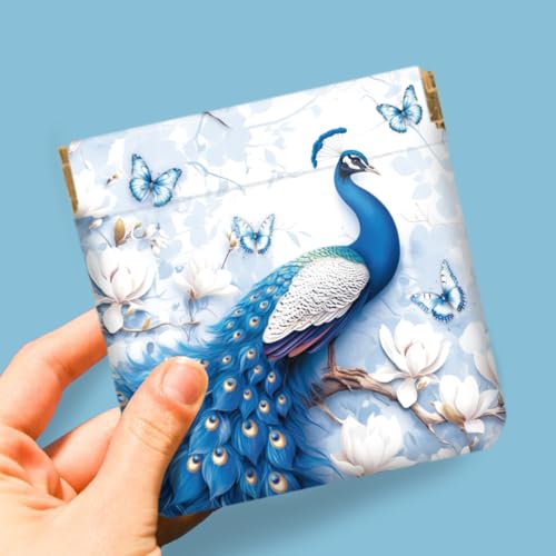 Peacoblue Peacock Coin Purse,PU Leather Squeeze Pouch 4PCS - style: Peacock