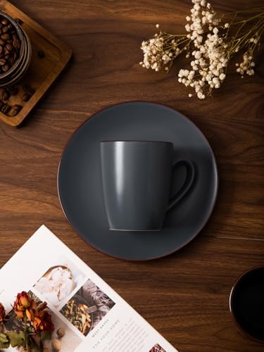 famiware Venus Coffee Mugs Set of 4, 13 oz Ceramic Stoneware Mug Cup Set - color: Charcoal, size: 4pcs
