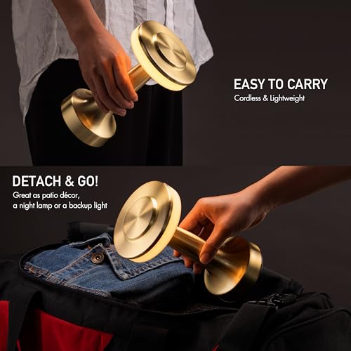 O'Bright Dome Cordless Rechargeable LED Mushroom Table Lamp, Gold - color: Gold