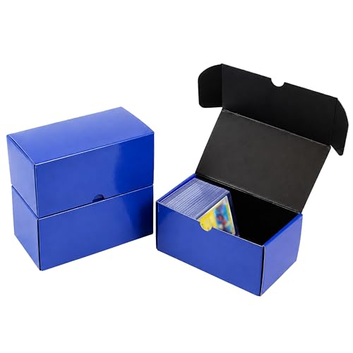 Top Loader Storage Box, 7in Dual Tone Toploader Box Holds 110+ Toploaders - color: Blue, size: 3 Pack-Toploader Card