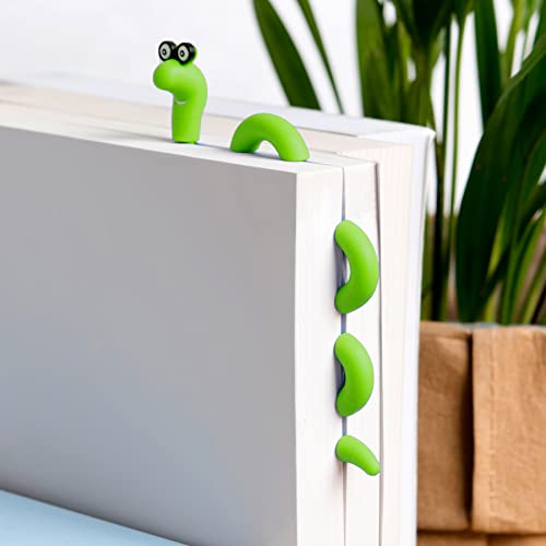 Funny Bookworm Clip Bookmarks for Kids - Green - color: Green