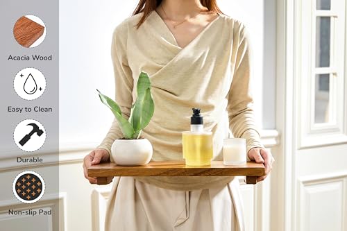 Narrow 17" Acacia Wood Riser Pedestal Stand for Kitchen Counter - size: Narrow:17"x6"