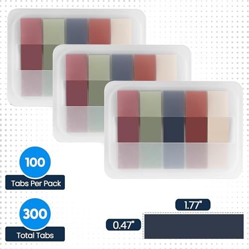 Essex Wares - 300 Pieces, 5 Warm Colors, Transparent Sticky Notes Tabs - color: Warm Colors