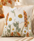 Embroidered Throw Pillow Cover, 18x18 Inch, Fall Wildflower - color: Fall Wildflower, size: 18" x 18" (Pack of 1)
