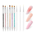 9pcs Nail Art Brushes Set – Dual-Ended Dotting Pens & Detail Liner Brushes for DIY Nail Designs, Striping, Painting & Drawing, Professional Manicure Tools for Women & Beginners