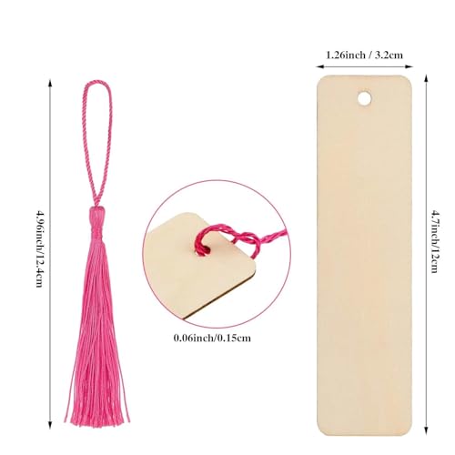 20PCS Unfinished Bookmarks Kit with 20PCS Colorful Tassels