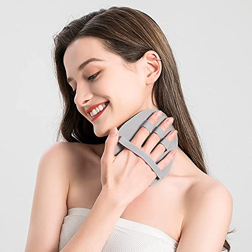 1 Pack Silicone Shower Brush, Body Wash Exfoliating Skin Massage Scrubber - color: Gray