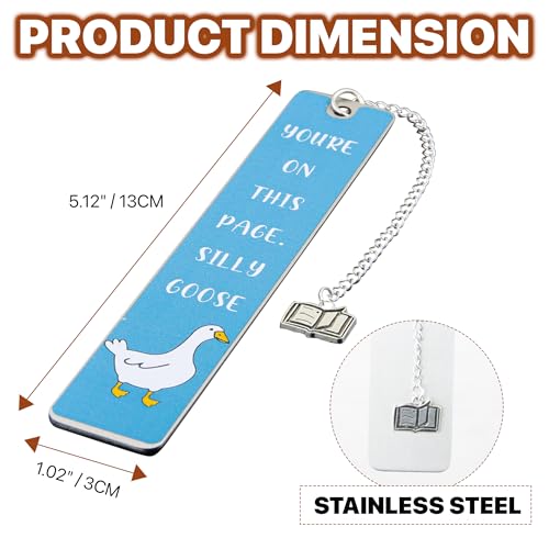 Silly Goose Bookmark, Cute Funny Bookmarks for Women Metal Book Mark Pink Bookworm Bookmark Bookish Accessories Cool Gifts for Book Lovers Reading Club Christmas Birthday Present (Aqua Blue) - color: Aqua Blue
