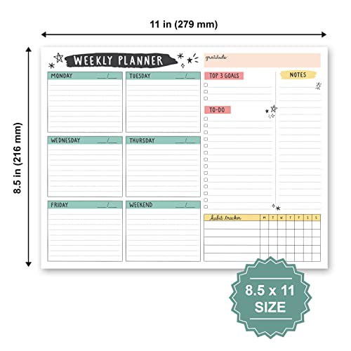 Weekly Planner Pad 52 Tear-Off Sheets Undated 8.5 x 11 Desk Pad - style: Style 4