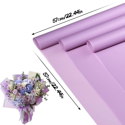CCIJESW 20 Sheets Flower Bouquet Wrapping Paper Pure Purple - color: 008-Slightly Transparent Purple
