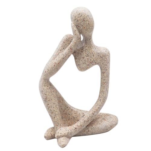 Abstract Style Thinker Sculptures, Sandstone Resin Thinker Statue Ornaments, Housewarming Gifts, Living Room Dining Desk Decorations(Right, Large) - color: Right, size: Large