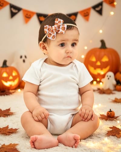 doboi 3PCS Baby Girls Headbands Halloween Hair Bows - color: orange