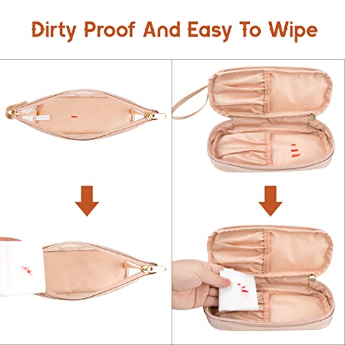 Clear Makeup Bag with Brushes Compartment Travel TSA Approved Toiletry Bag - color: 03-rose gold clear