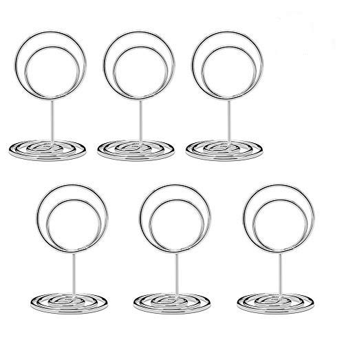 Jofefe 20pcs Mini Place Card Holders, Cute Table Number Holders, Classy Table Card Holder Table Picture Stands, Elegant Wire Photo Holder Menu Memo Clips, Idea for Wedding, Anniversary Party（Silver - color: Silver