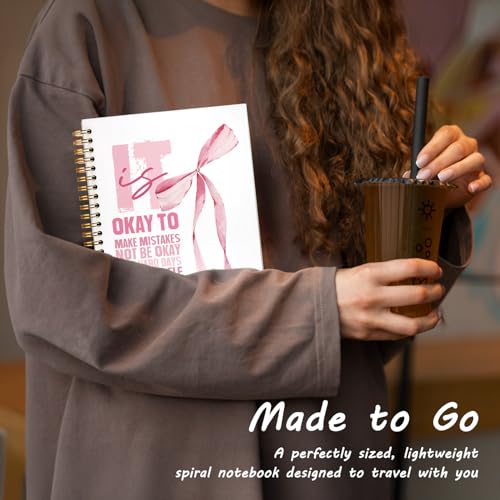 SkyCozy Coquette Pink Bow Inspirational Notebook Journal for Women - color: 01-Pink Inspirational