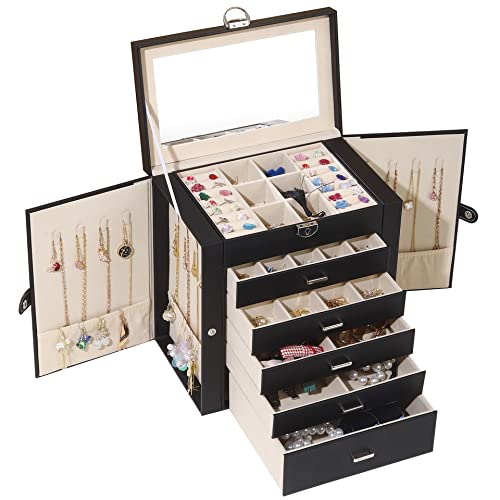 BOOVO Large Jewelry Box for Women 6 Layer - color: Black, size: 6 Layer
