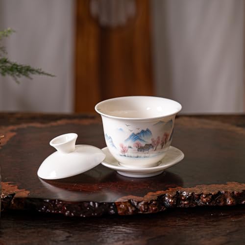 KEYDUACU Gaiwan Tea Set,Chinese Gongfu Tea Set,Portable for Adults,Home - style: Home-Wild Goose