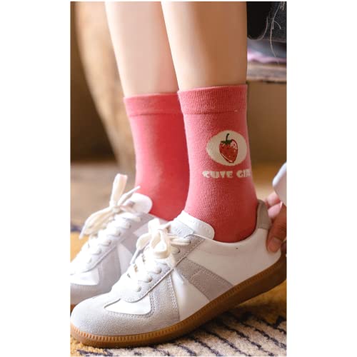 OTAODKA Cute Cotton Socks for Women Novelty Ankle Athletics Sock - color: 5 Pack Strawberry