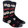 Urban Peacock Men's Novelty Fun Dress Socks Multiple Patterns/Multi-pair Options! - color: Bacon & Eggs - Black