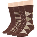 7BIGSTARS Men Cotton Patterned Crew Dress Socks 4-6 Pack, L 9-12 - color: 09b - Brown Assortment (A17)