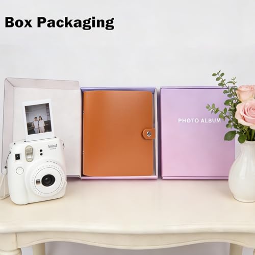 Ruibytree 320 Pockets Album for Instax Mini & Polaroid 2x3" Pictures, Brown - color: Brown