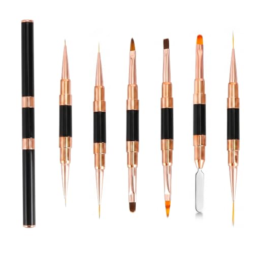Dual-Ended Nail Art Liner Brushes(6PCS) - 5/7/10/15/19mm Precision Tips for Gel Polish Acrylic Painting, DIY Manicure and Cuticle Polish Mistake Correction, Black - color: Black-6Pcs