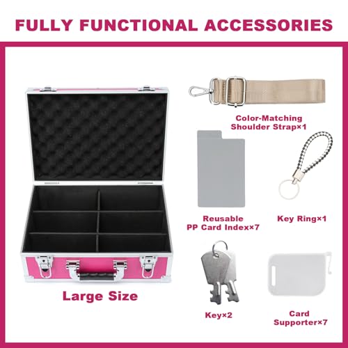 Collectable Trading Card Cases, Toploaders Storage Box, Magnetic Card Storage Hard Cabinet, Graded Card Storage Case, Sports & Trading Collector Storage Box（pink） - color: Pink, size: Large