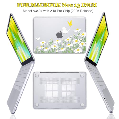Daisy Floral Protective Case for 2026 MacBook Neo 13" A18 Pro A3404 - color: Cute Daisy Floral