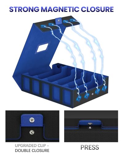 Gomyrod 5 Row 4200+ Trading Card Storage Box with Commander Display - color: Black/Blue, size: 4200+