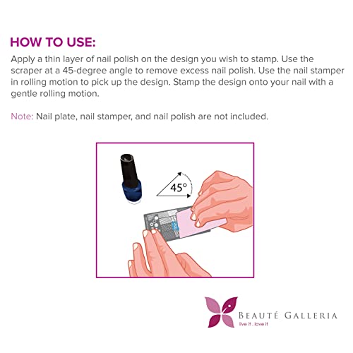 Beaute Galleria 5 Pack Nail Art Stamping Scraper Card Set Reusable Nail Stamping Tool for DIY Design Nail Artist Manicure Stamping Decor