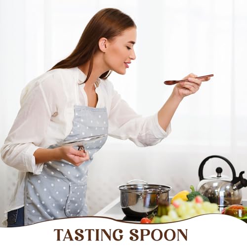 4 Pcs Wooden Tasting Spoons Long Handle 9 x 1.3 Inch for Cooking - size: 9 x 1.3 Inch