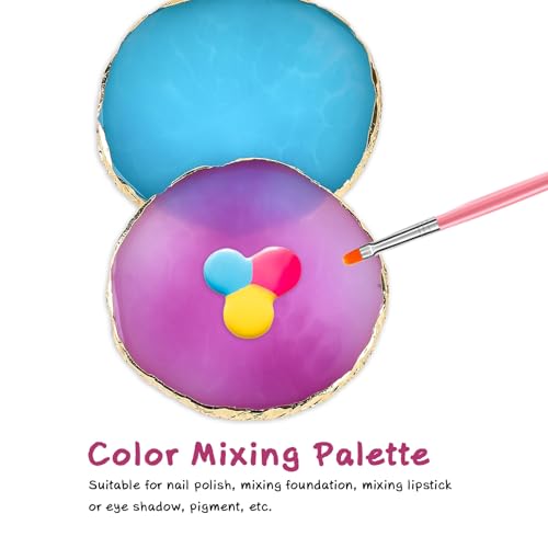 2 Pcs Resin Nail Art Palettes,Nail Polish Palette,Golden Edge Gel Nail Mixing Palette Nail Tray,Makeup Display Board,Nail Design Tools(Purple and Blue) - color: Purple,blue