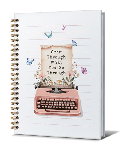 Notebooks Journal For Women-Cute Notebook For Women Men Friends Gifts On Birthday Christmas Mother's Day,Grow Through What You Go Through College Ruled Lined Gold Spiral Bound Hardcover,5.8"x8.3" - color: Grow through