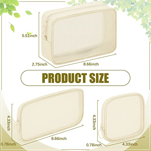Weewooday 4Pcs Mesh Makeup Bag, Beige, Small, Large, Medium, Classic - color: Beige, size: Small, Large, Medium, style: Classic