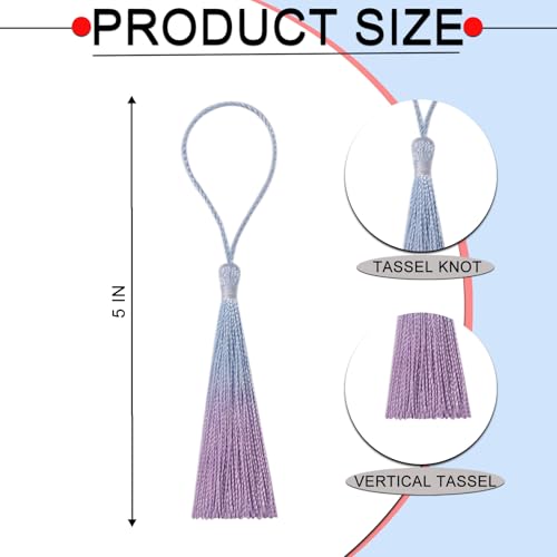 50Pcs 5 Inch Bulk Bookmark Tassel Kit for Graduation, Keychain(Blue Purple) - color: Blue&purple