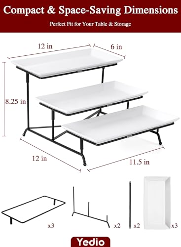 3 Tier Serving Tray, 12 Inch Dessert Display Stand, Black Stand - color: Black, size: 12 Inch