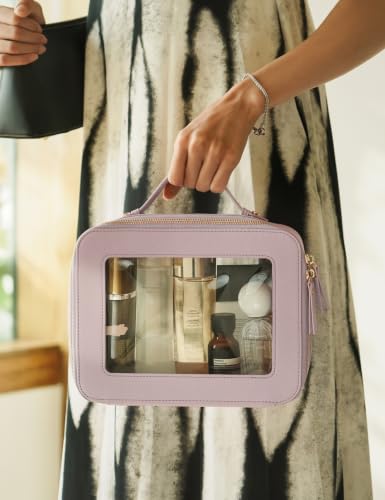 Popvibe Clear Toiletry Bag 2 Pack, Travel Makeup Bag Medium & Large Purple - color: Purple, style: Dual Elegance