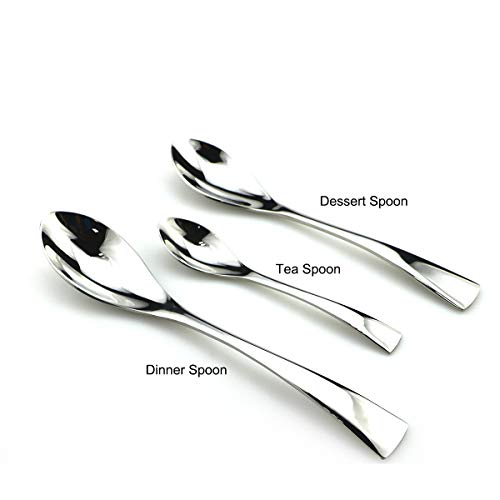 JASHII 18/0 Stainless Steel 24 Piece Mirror Polished Silver Flatware Set,Dinner Knife Steak Knife Salad Fork Dessert Coffee Spoon，Service for 4 ，Silverware Utensil Sets - color: 24pcs/4-set